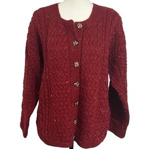 Aran Irish wool cardigan, size L, by Carraig Donn, EUC
